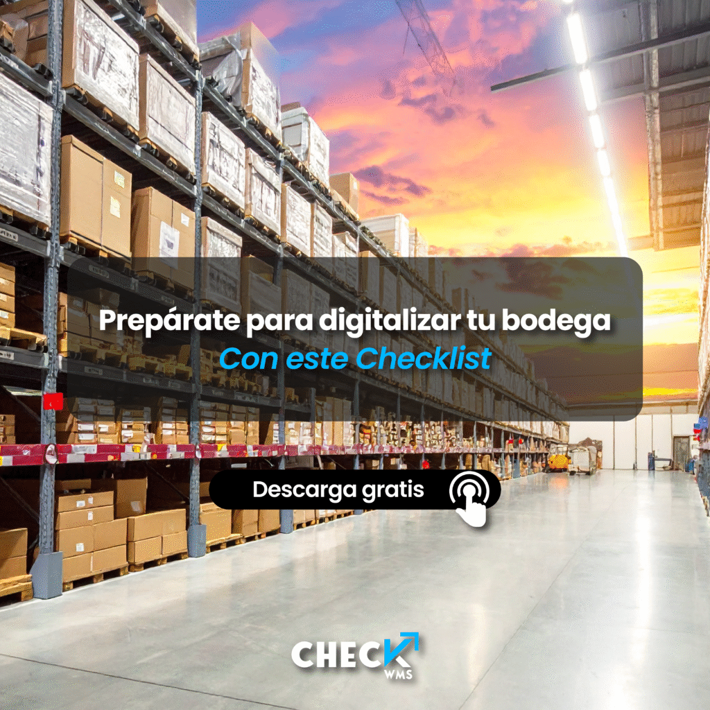 Gráfico de checklist para preparar un almacén antes de una implementación de WMS, con pasos esenciales como procesos, responsables y estructura.