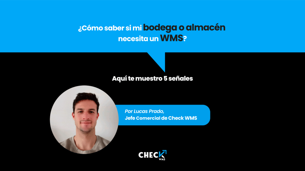 Operario de bodega revisando inventario mientras aparecen alertas sobre errores de picking y control de stock, representando las señales de que una empresa necesita un WMS.