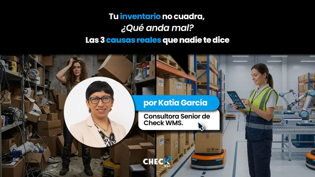 Bodega desordenada con trabajador buscando productos sin sistema de control de inventario